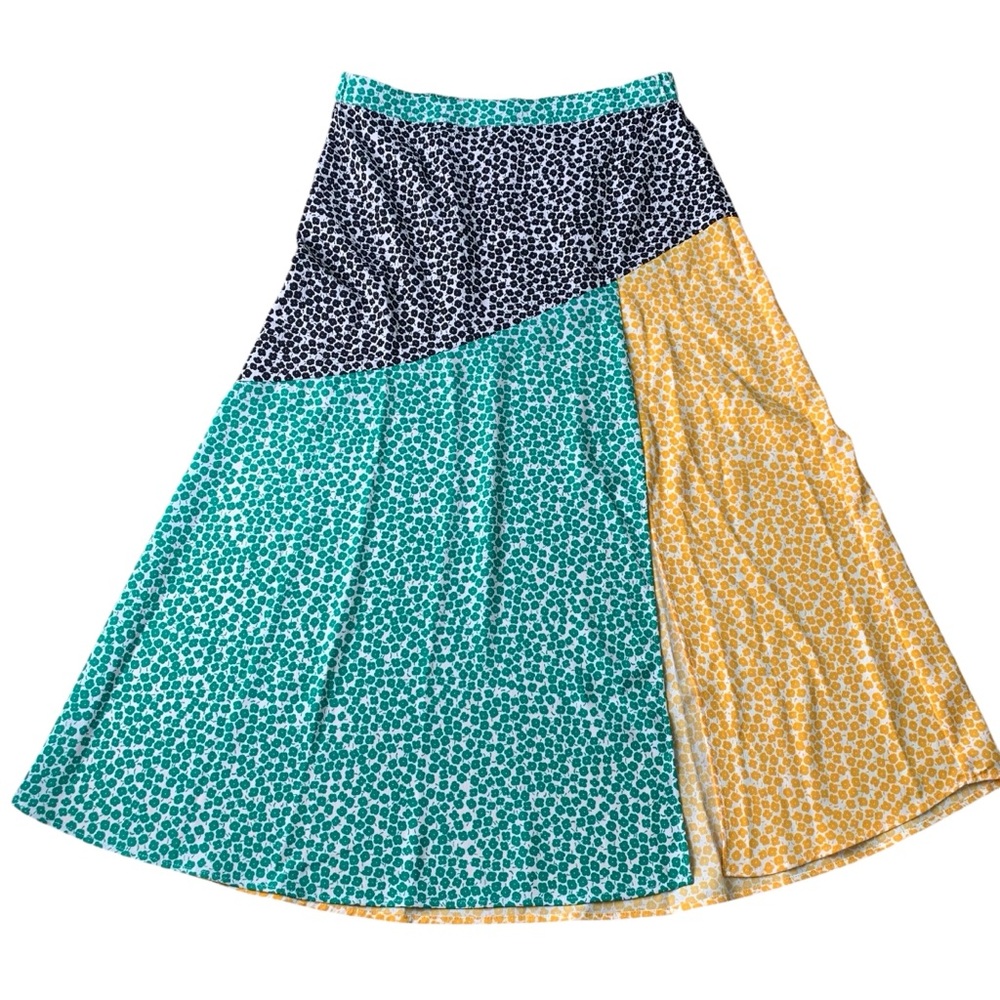 POPSUGAR Colorblock Green Yellow Black Boho Floral Maxi Skirt NWT Size Medium